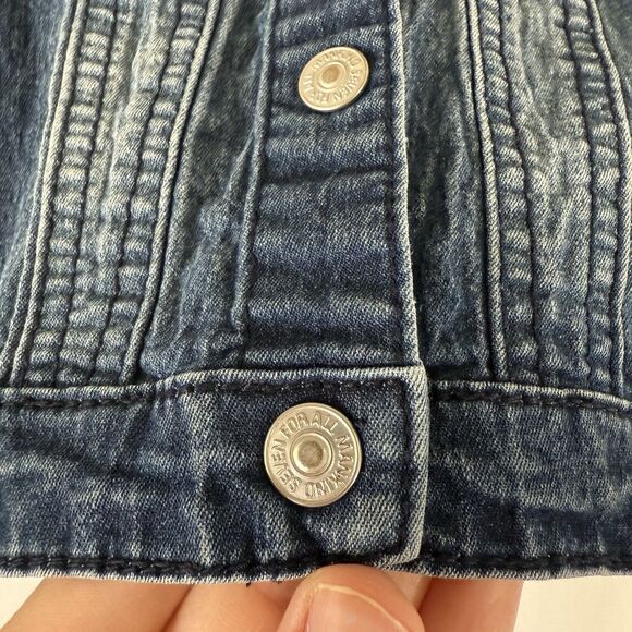 7 for all Mankind Denim Vest Unisex Toddler 3T Dark Wash Denim Raw Hem Snap - Picture 3 of 8